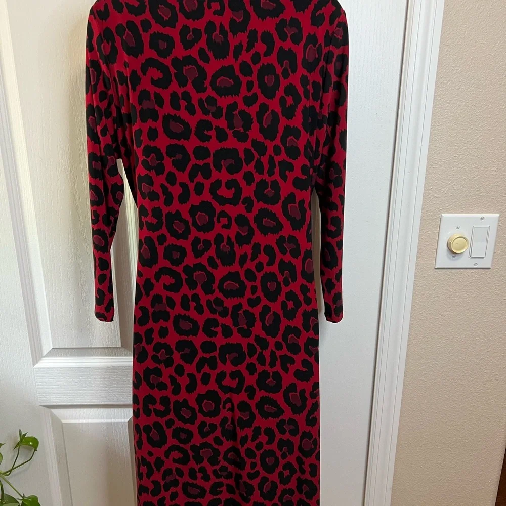 NWT Anne Klein Red and Black Animal Print Dress - Picture 4 of 5